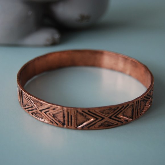 Aztec print copper colour bangle - Picture 1 of 3